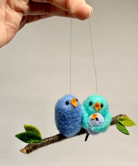 Blue Bird Family Ornament