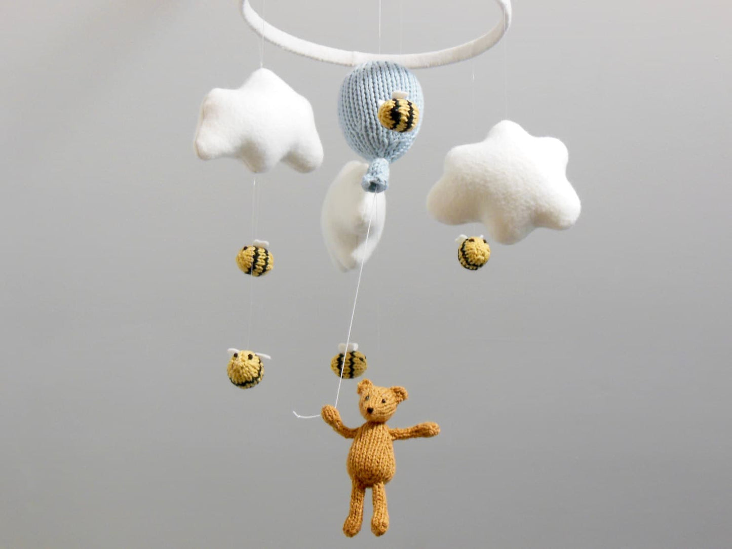 Classic Winnie the Pooh Mobile, Bear and Bees Nursery Mobile, Gender Neutral Nursery