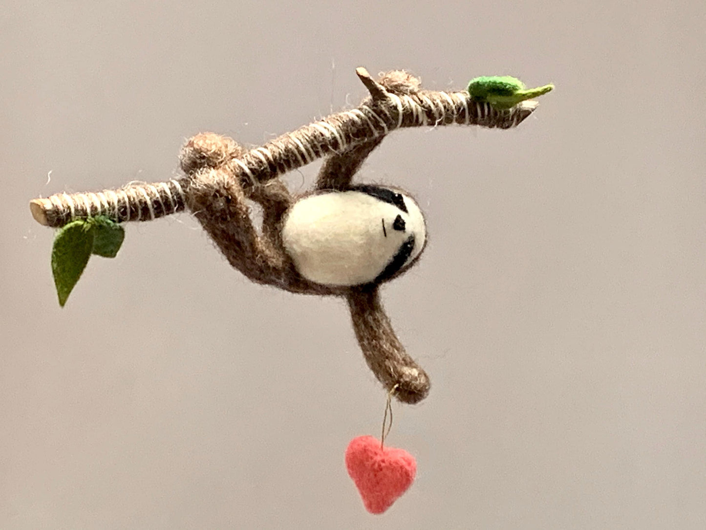 Sloth Ornament, Needle Felted Hanging Sloth Christmas Tree Ornament or Mobile