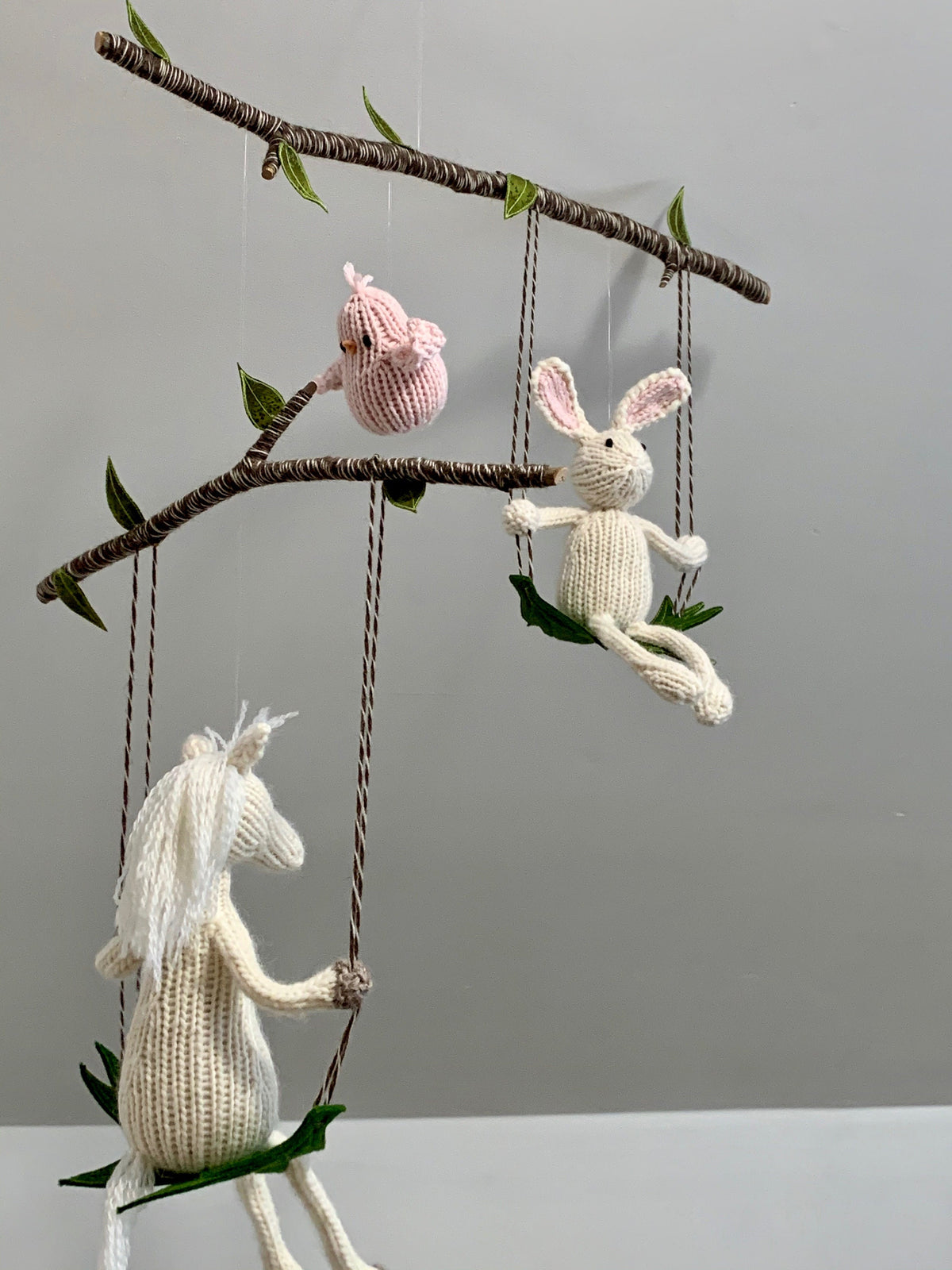 White Bunny and Horse Mobile, Custom Animal Mobile