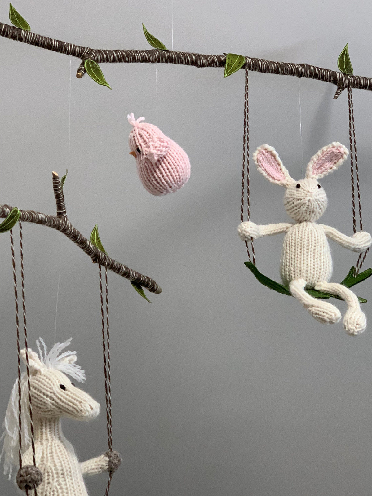 White Bunny and Horse Mobile, Custom Animal Mobile