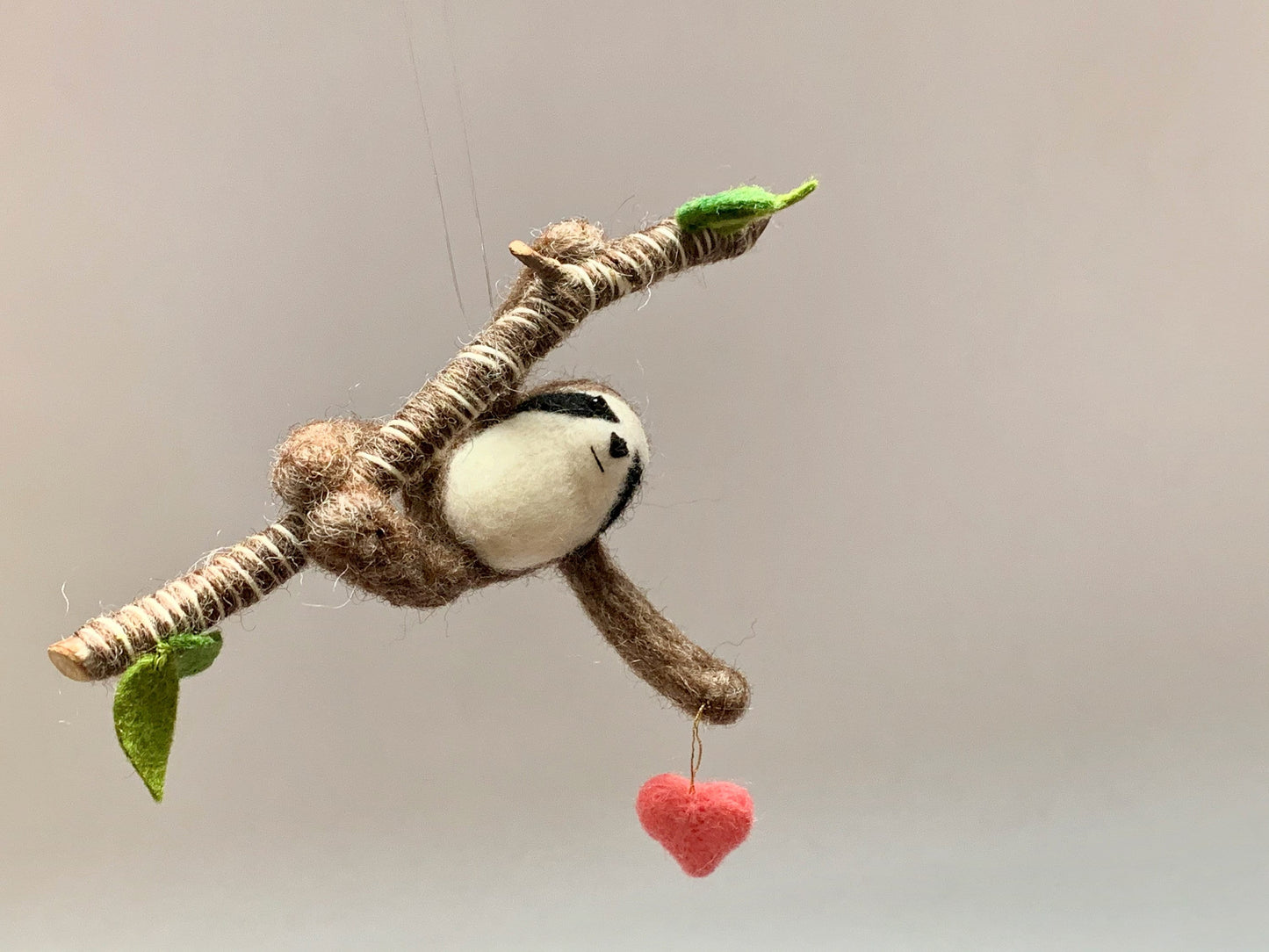 Sloth Ornament, Needle Felted Hanging Sloth Christmas Tree Ornament or Mobile