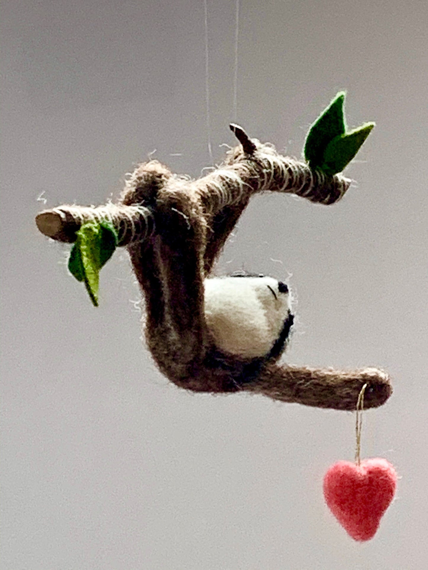 Sloth Ornament, Needle Felted Hanging Sloth Christmas Tree Ornament or Mobile