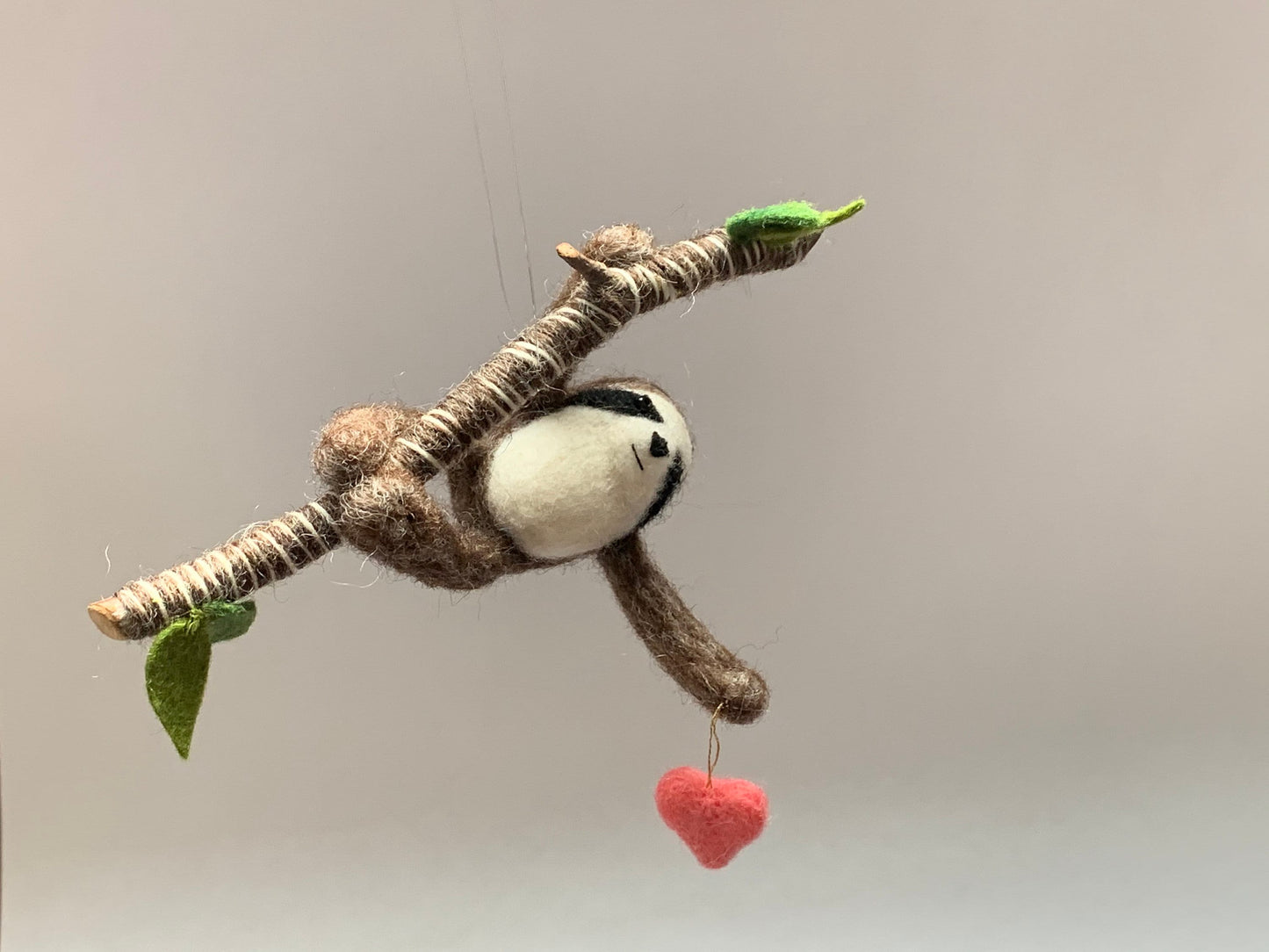 Sloth Ornament, Needle Felted Hanging Sloth Christmas Tree Ornament or Mobile