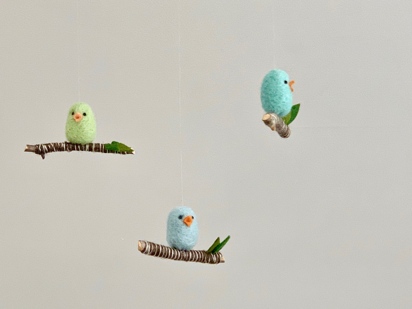 Colorful Bird Mobile, Needle Felted Woodland Decor