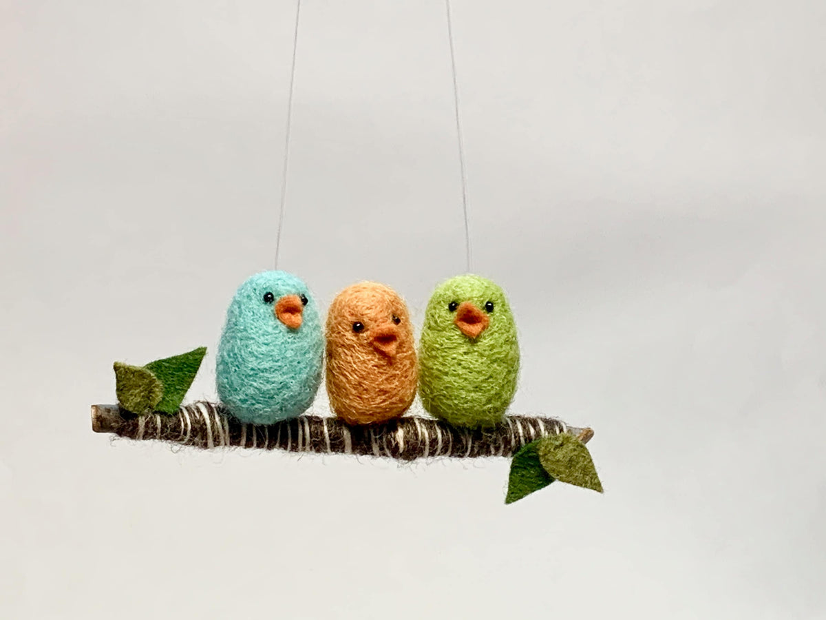 Birds on a Branch, Needle-Felted Ornament