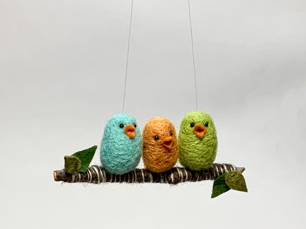 Birds on a Branch, Needle-Felted Ornament