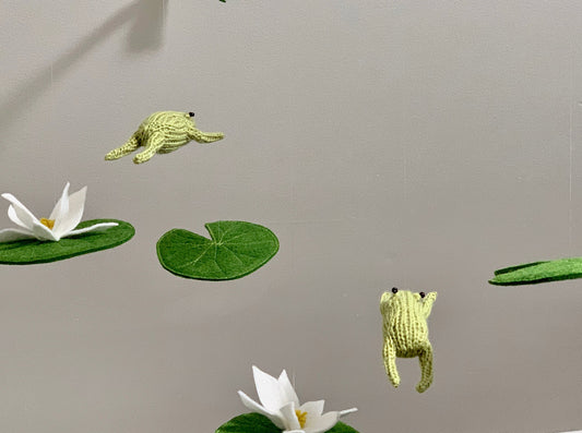 Frog Baby Mobile, Natural Fiber Gender Neutral Nursery Decor