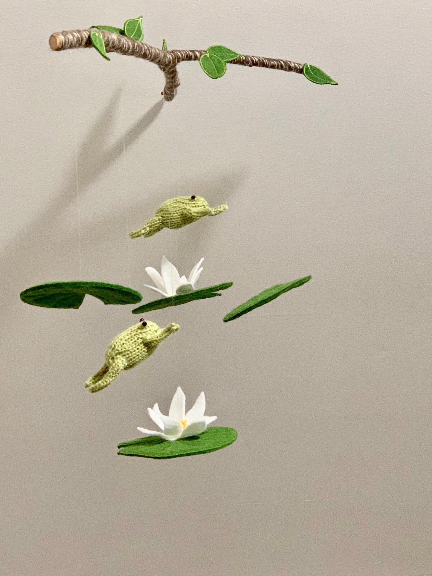 Frog Baby Mobile, Natural Fiber Gender Neutral Nursery Decor