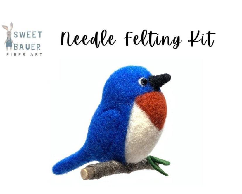 Needle Felting Kit, Bluebird Felting Kit, Needle Felted Christmas Ornament DIY