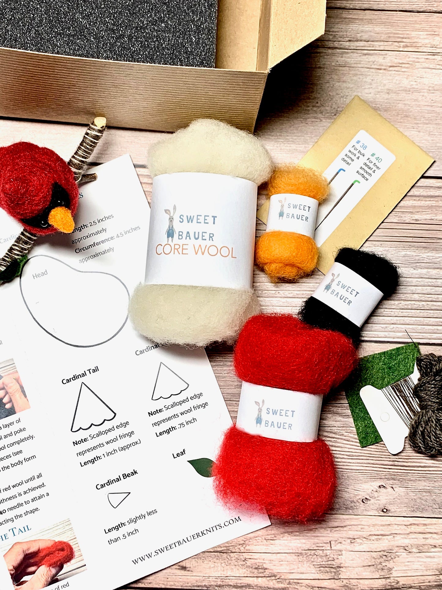 Needle Felting Kit for Beginner, Cardinal Christmas Ornament DIY Kit