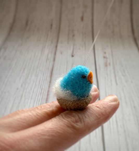 Bird in Acorn Cap Ornament