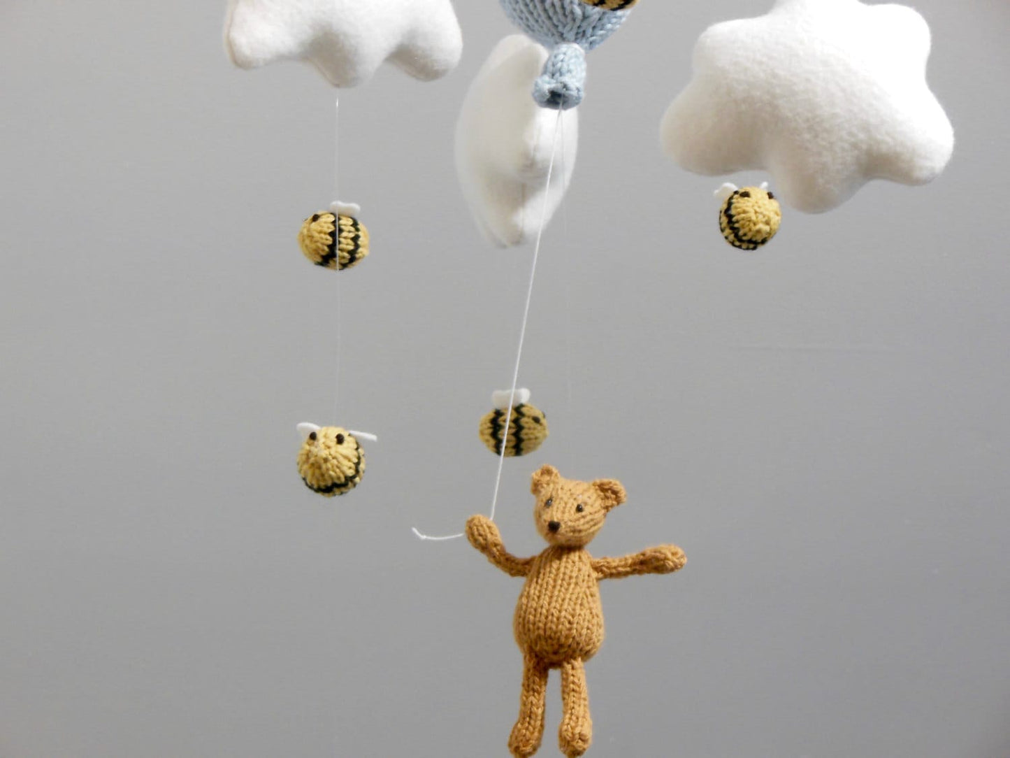 Classic Winnie the Pooh Mobile, Bear and Bees Nursery Mobile, Gender Neutral Nursery