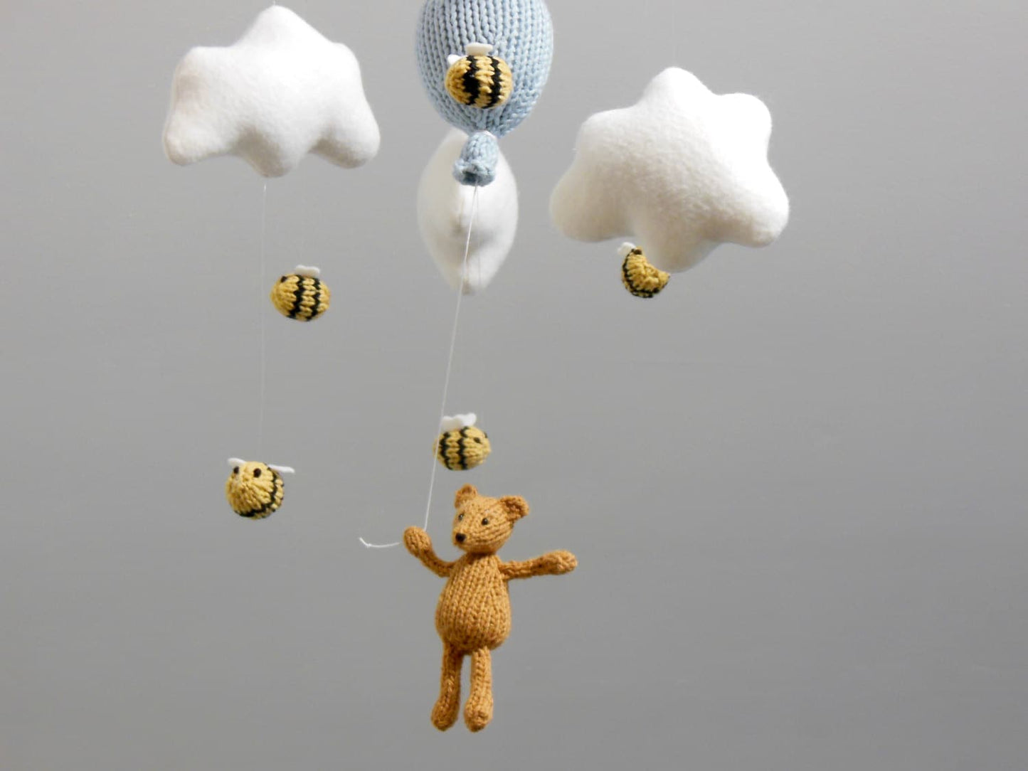 Classic Winnie the Pooh Mobile, Bear and Bees Nursery Mobile, Gender Neutral Nursery