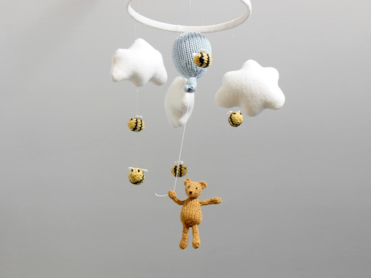 Classic Winnie the Pooh Mobile, Bear and Bees Nursery Mobile, Gender Neutral Nursery