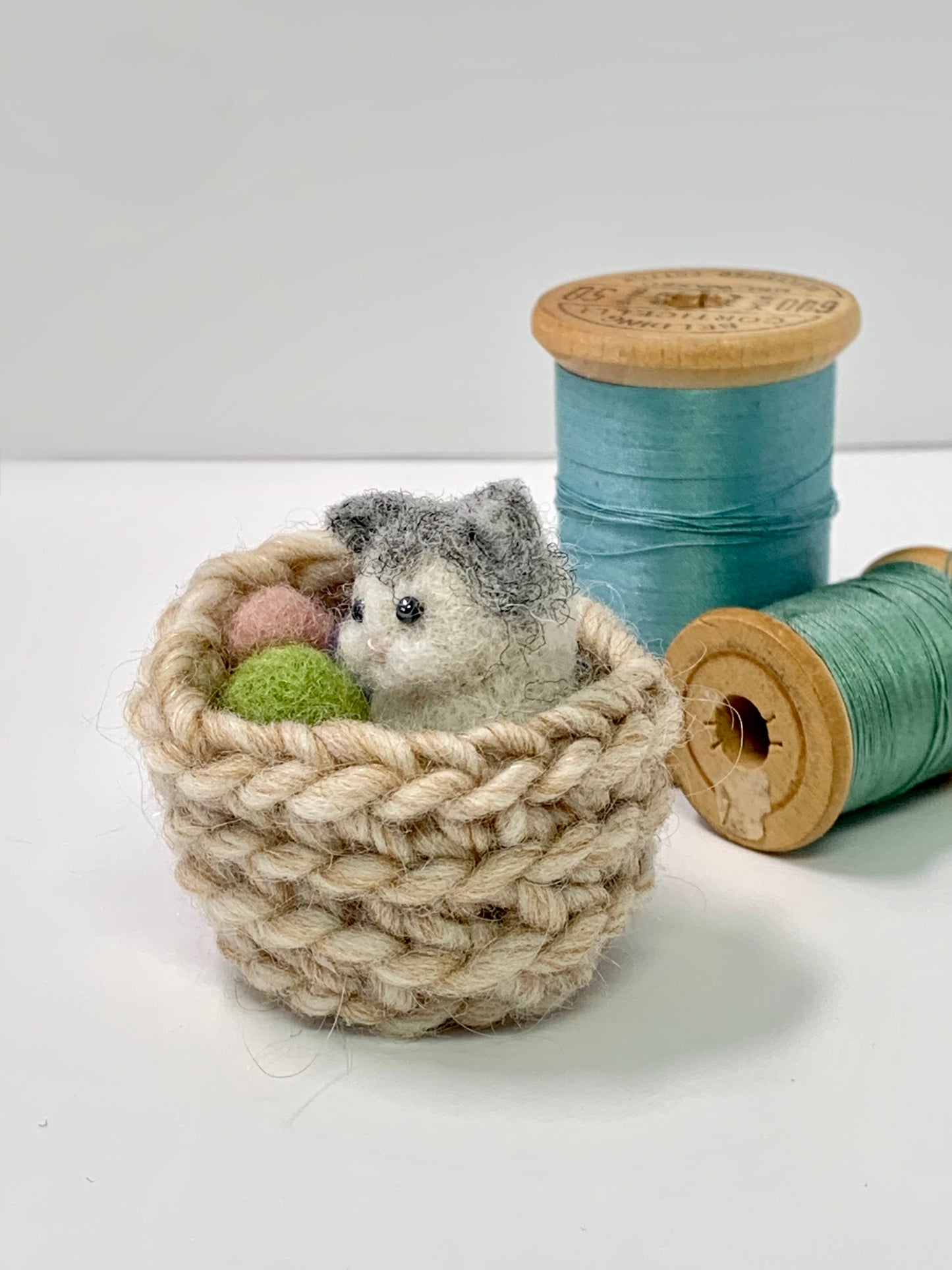 Cat in Basket of Yarn Ornament