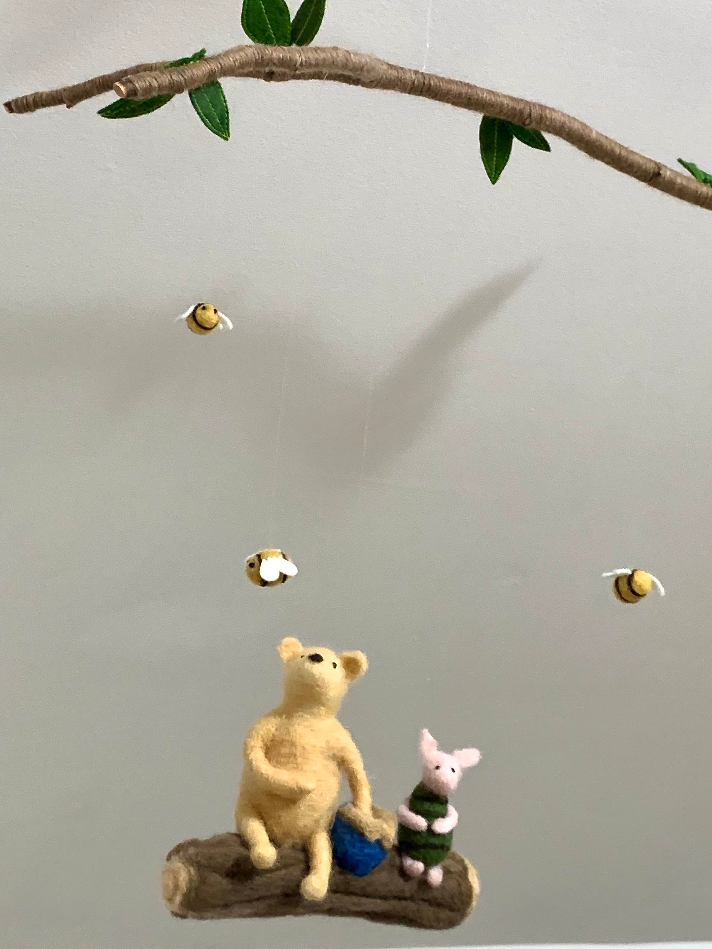 Classic Winnie and Piglet Mobile, Needle-Felted Art