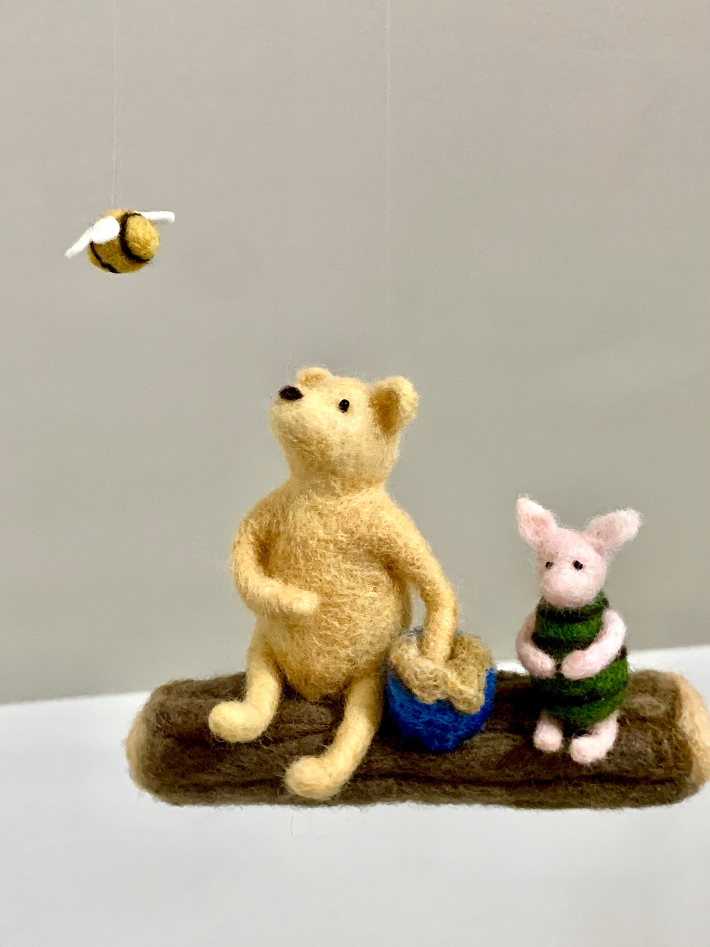 Classic Winnie and Piglet Mobile, Needle-Felted Art