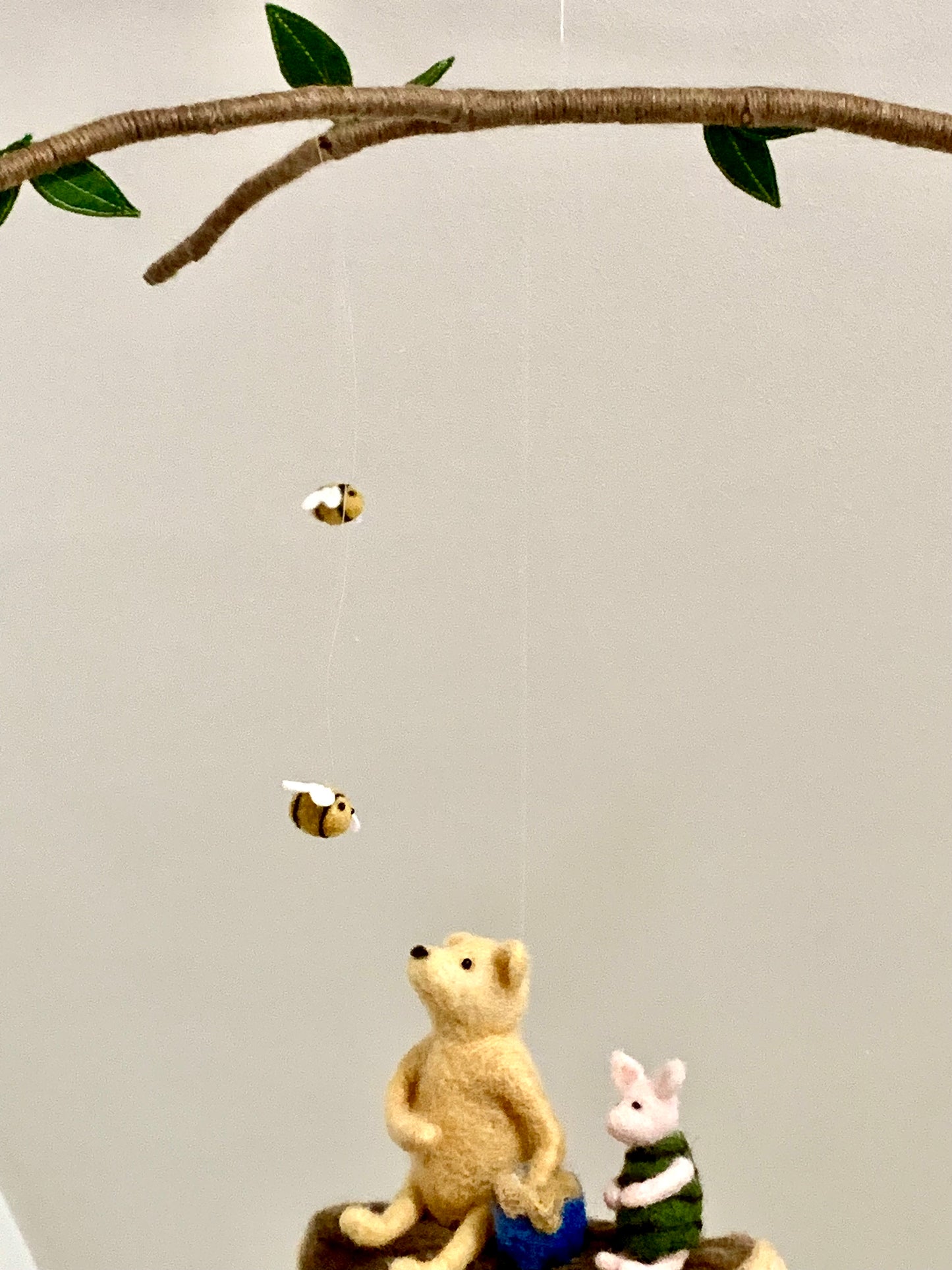 Classic Winnie and Piglet Mobile, Needle-Felted Art