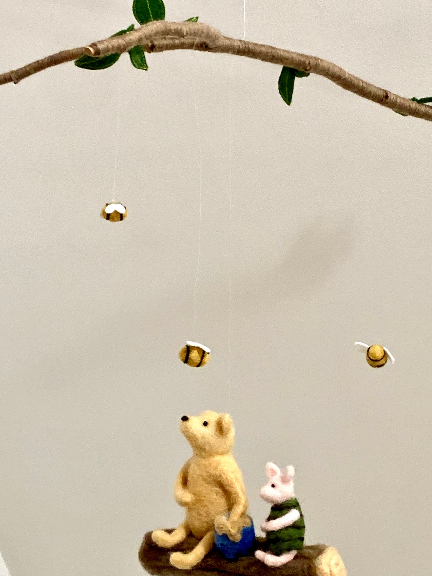 Classic Winnie and Piglet Mobile, Needle-Felted Art