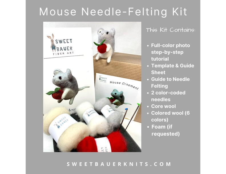 Mouse Needle Felting Kit, DIY Ornament Craft Kit for Beginner