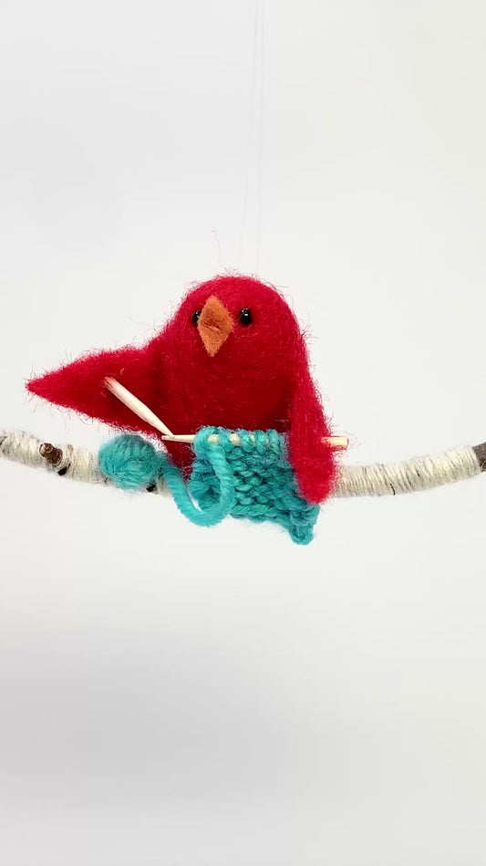 Knitting Bird Ornament
