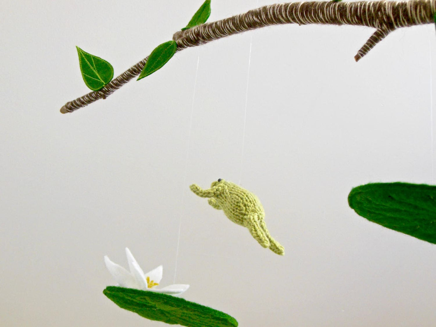 Frog Baby Mobile, Natural Fiber Gender Neutral Nursery Decor