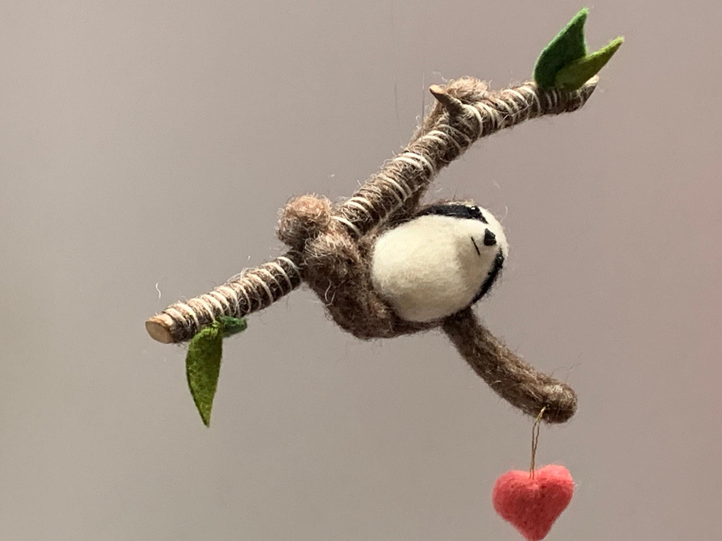 Sloth Ornament, Needle Felted Hanging Sloth Christmas Tree Ornament or Mobile