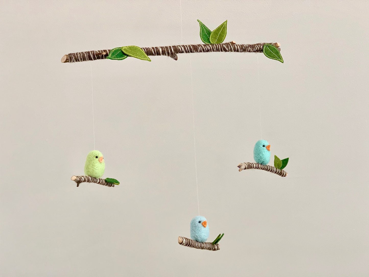 Colorful Bird Mobile, Needle Felted Woodland Decor