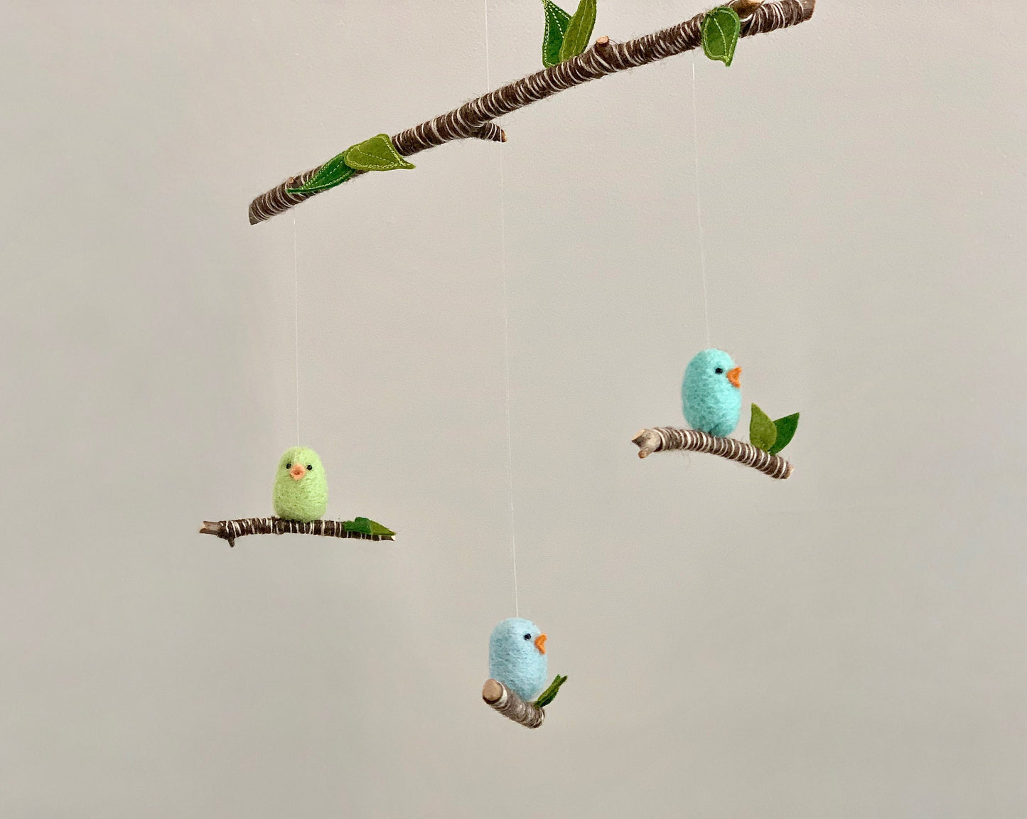 Colorful Bird Mobile, Needle Felted Woodland Decor