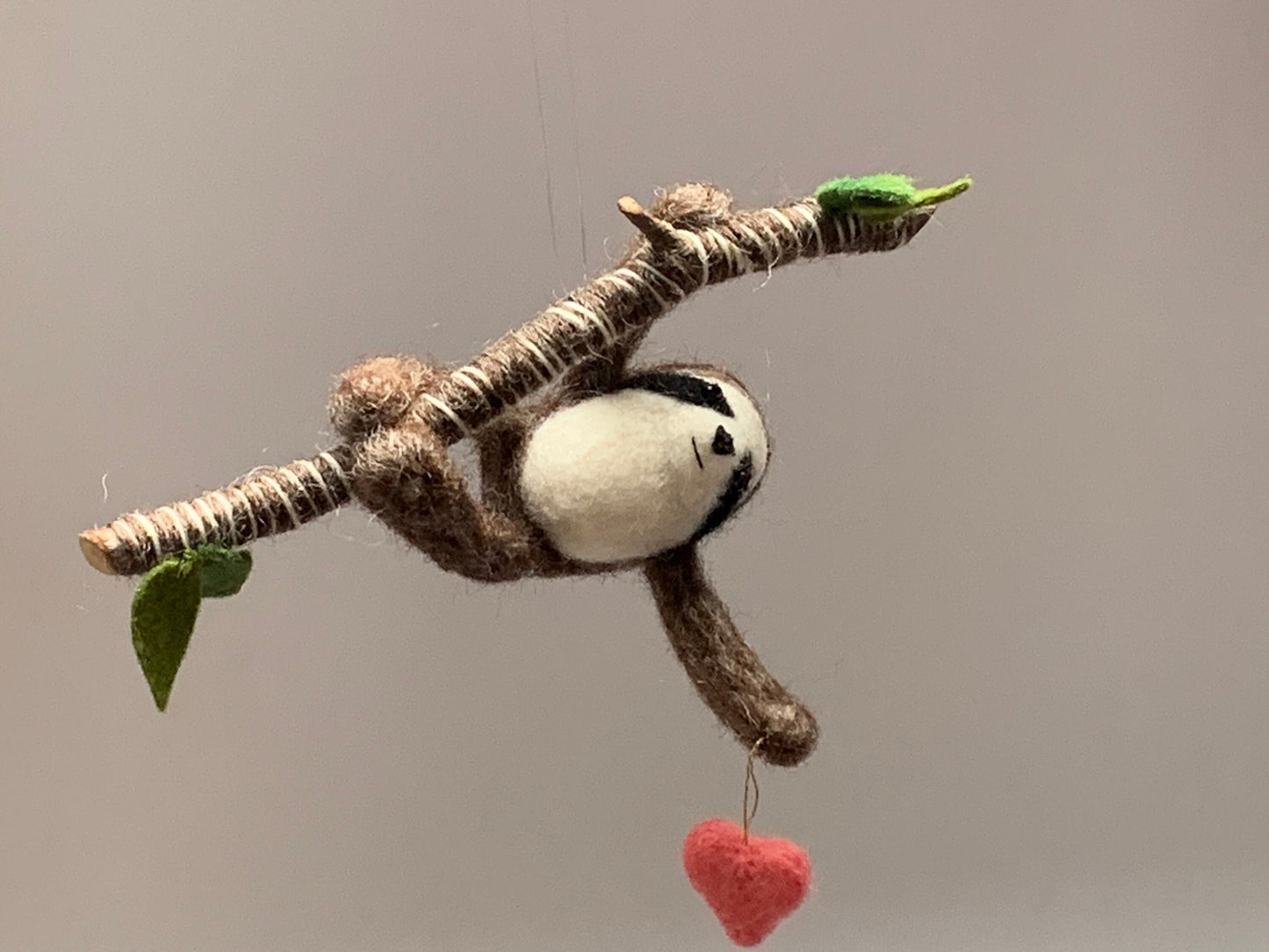 Sloth Ornament, Needle Felted Hanging Sloth Christmas Tree Ornament or Mobile