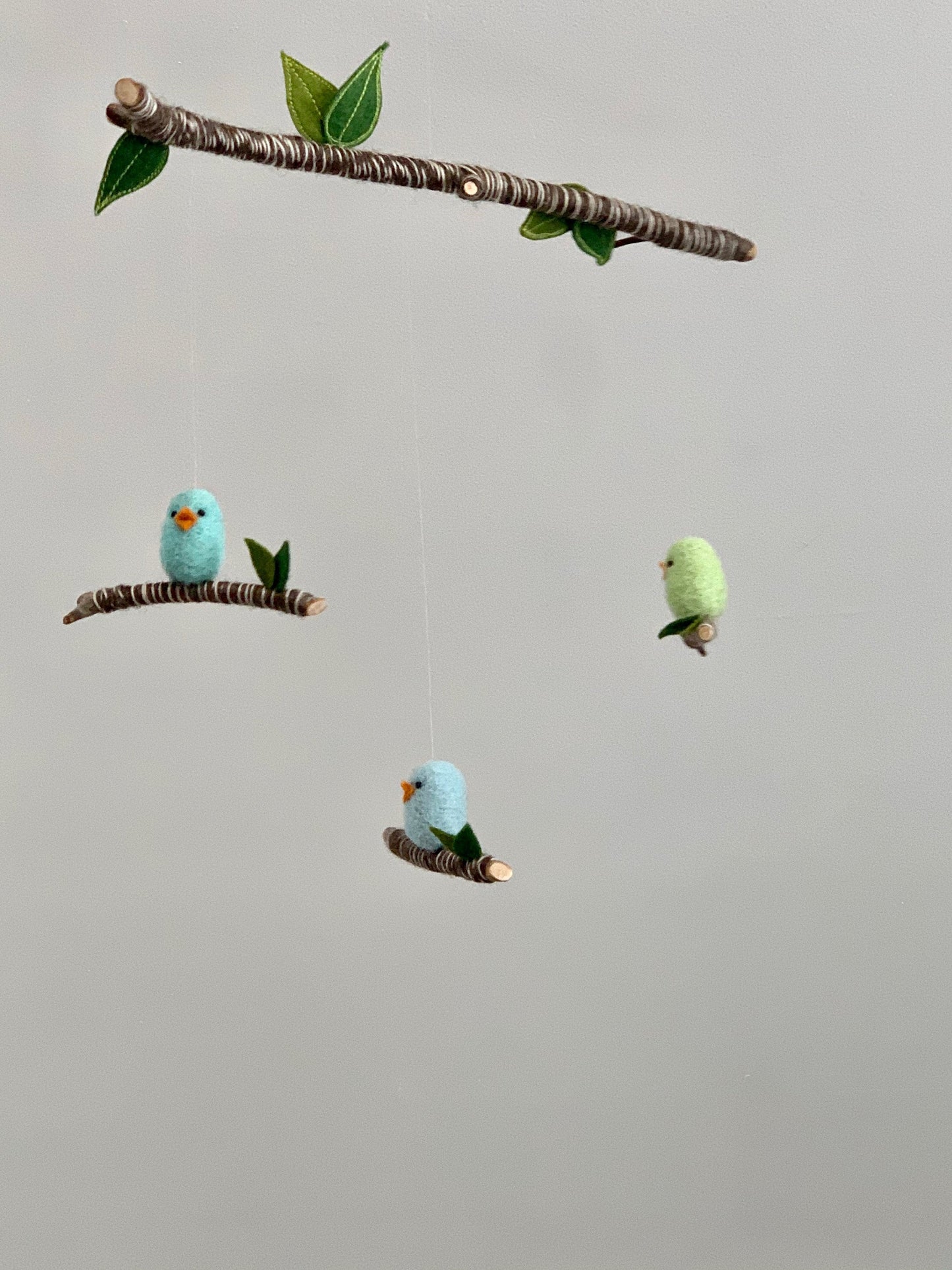 Colorful Bird Mobile, Needle Felted Woodland Decor