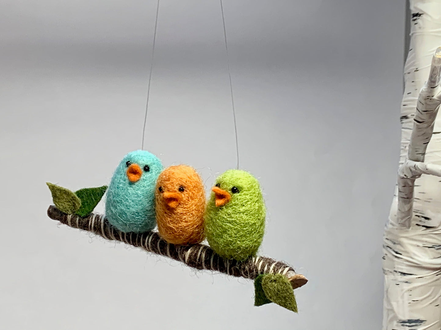 Birds on a Branch, Needle-Felted Ornament