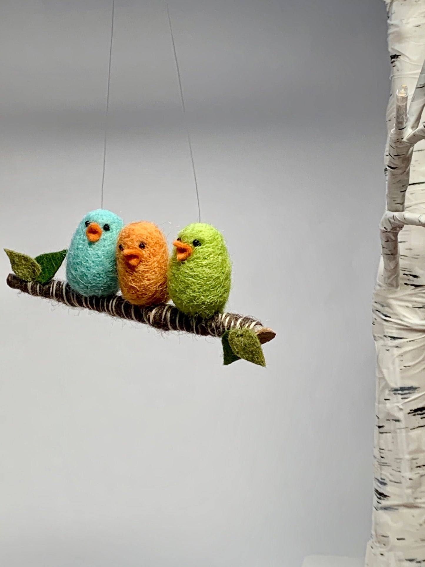 Birds on a Branch, Needle-Felted Ornament
