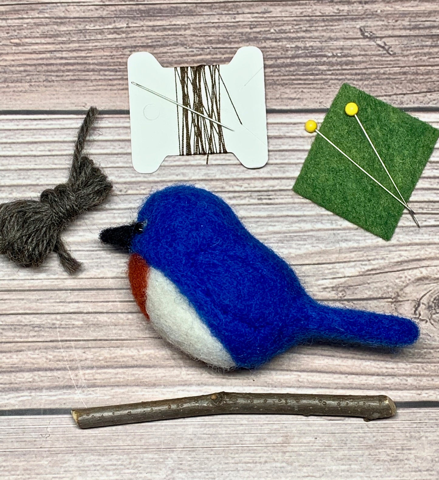 Needle Felting Kit, Bluebird Felting Kit, Needle Felted Christmas Ornament DIY