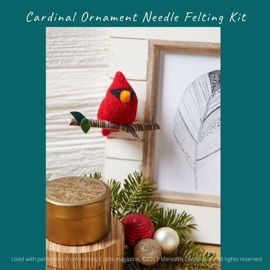 Needle Felting Kit for Beginner, Cardinal Christmas Ornament DIY Kit