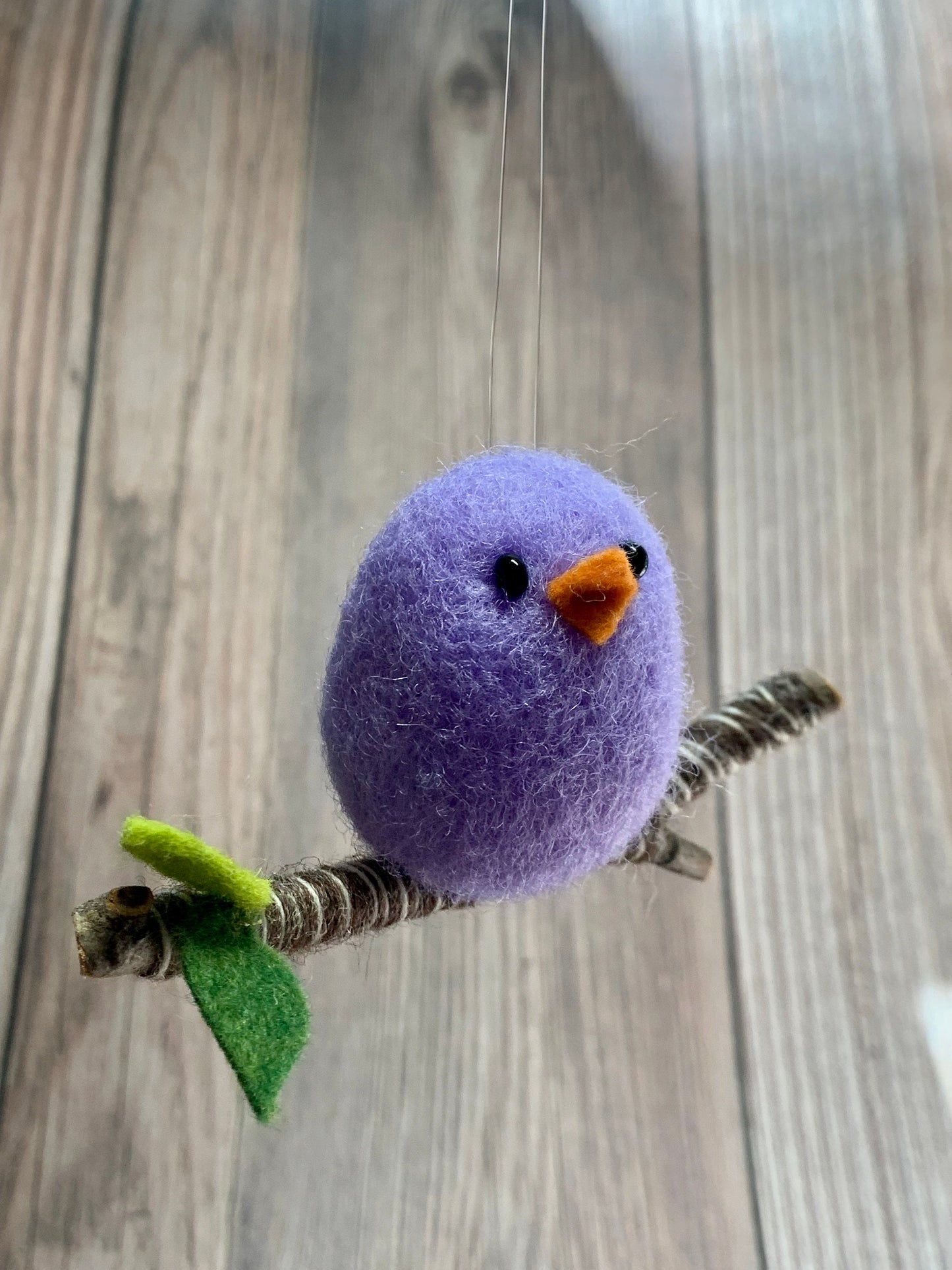 Purple Bird on Branch Ornament
