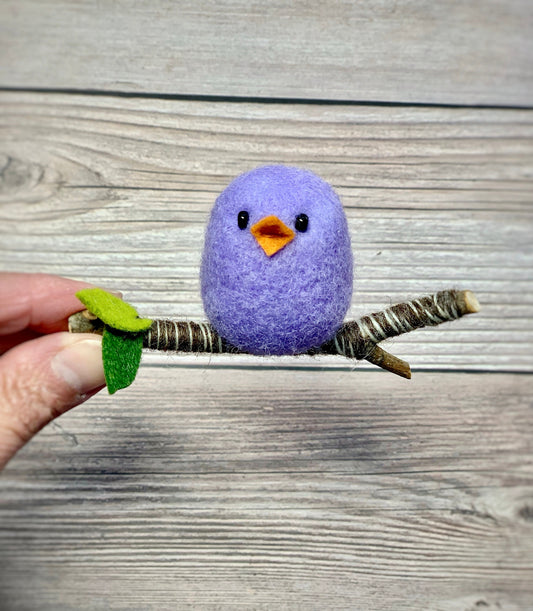 Purple Bird on Branch Ornament