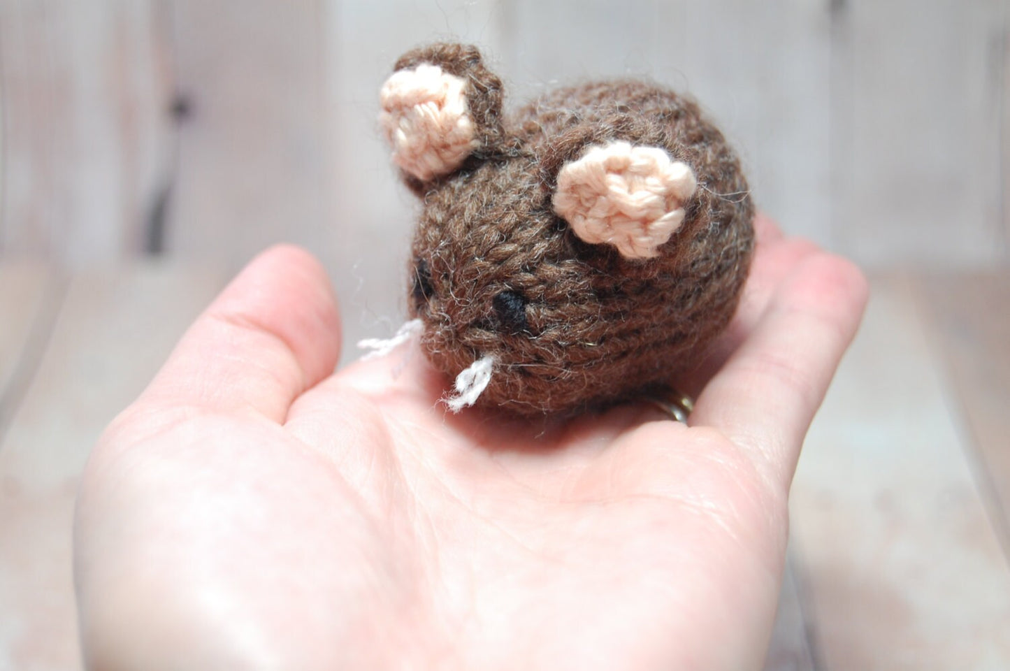 Knit Gray Brown Mouse Ornament, Mouse Stocking Stuffer