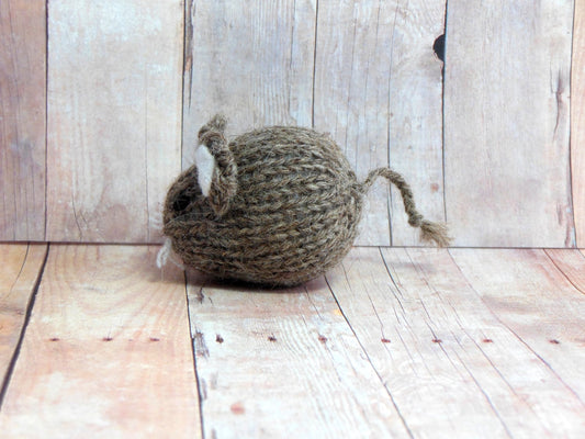 Knit Gray Brown Mouse Ornament, Mouse Stocking Stuffer