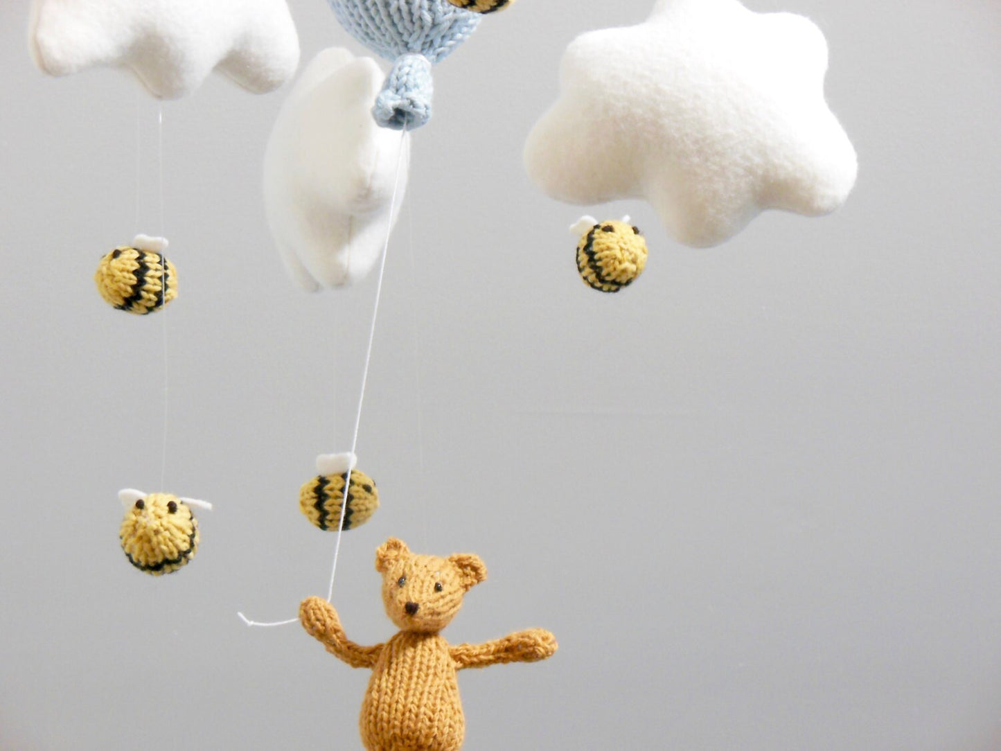 Classic Winnie the Pooh Mobile, Bear and Bees Nursery Mobile, Gender Neutral Nursery